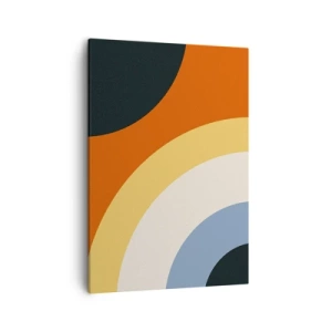 Bild auf Leinwand - Leinwandbild - Abstraktes Kunstwerk mit bunten Bögen und kontrastierenden Kreisen - 50x70cm - Zu mir selbst - Moderne Wanddekoration für Wohnzimmer und Schlafzimmer ARTTOR