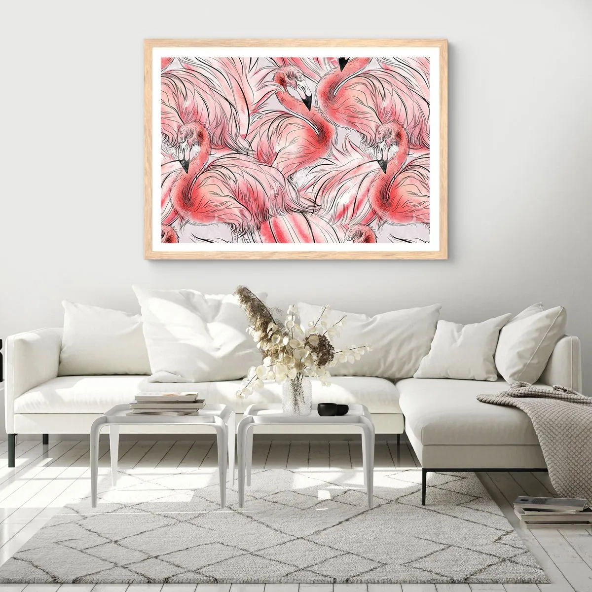 Poster in einem Rahmen aus heller Eiche - Bird Corps de Ballet - 100x70 cm