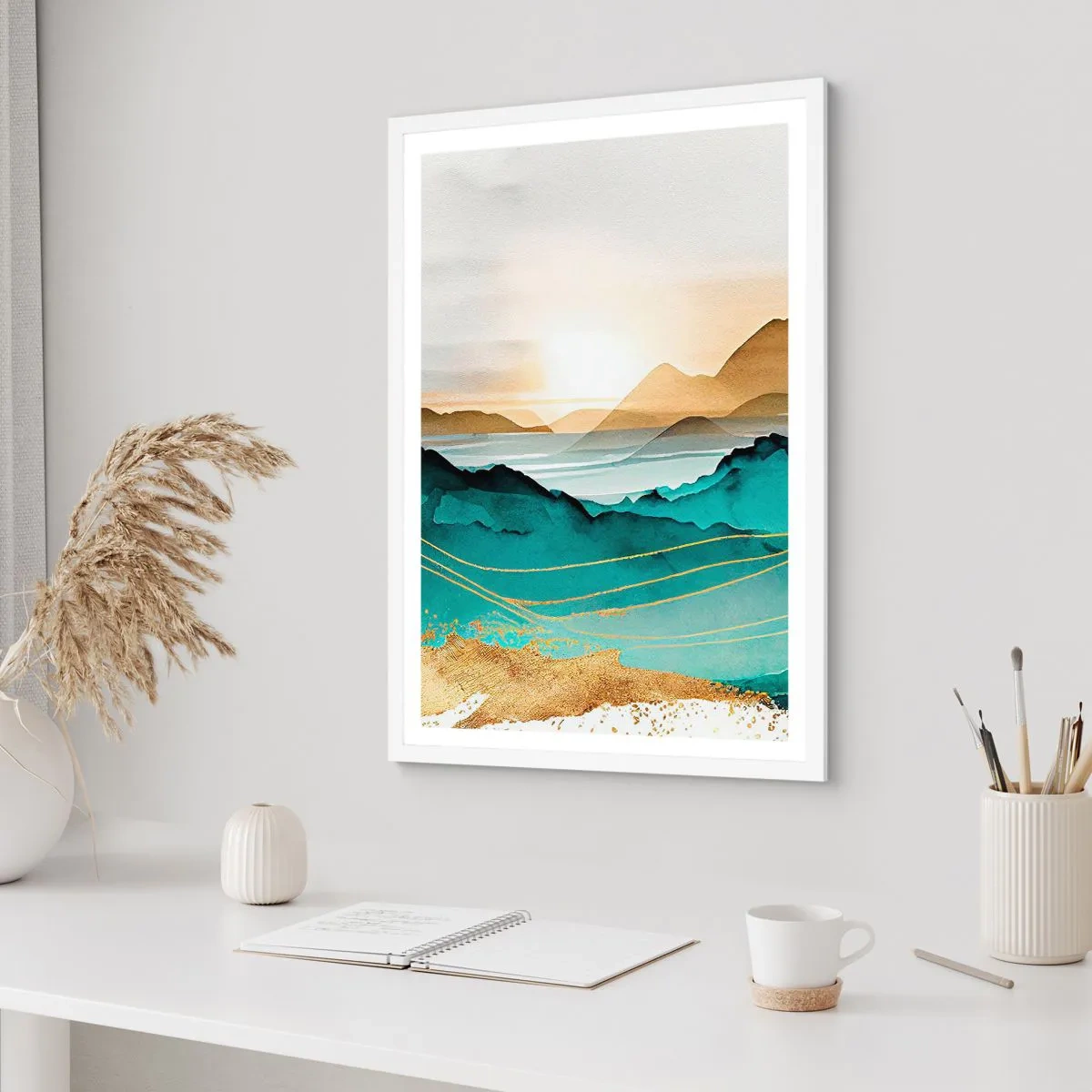 Poster in einem weißen Rahmen - Am Rande der Abstraktion – Landschaft - 40x50 cm