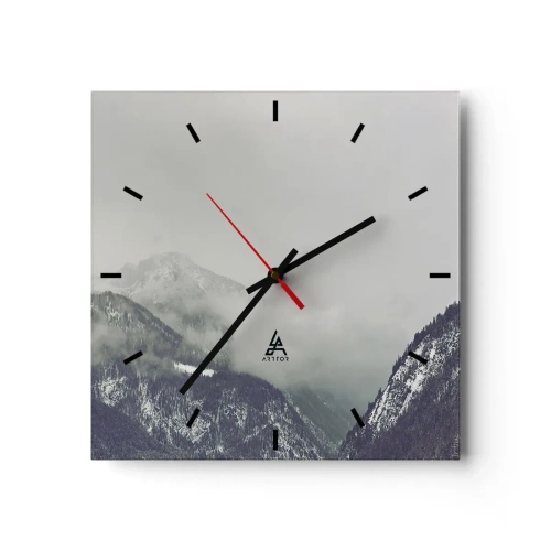 Wanduhr - Glasuhr - Nebliges Tal - 40x40 cm