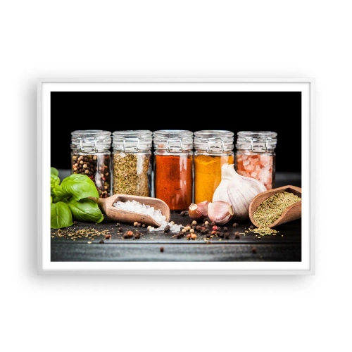 Poster in einem weißen Rahmen - Für einen Geschmack des Lebens - 100x70 cm