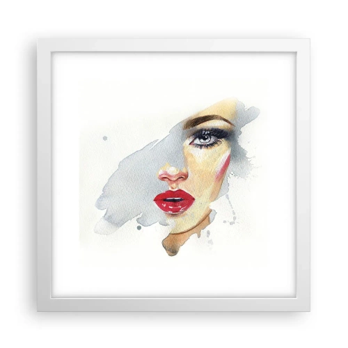 Poster in einem weißen Rahmen - Abspiegeln in einem Wassertropfen - 30x30 cm