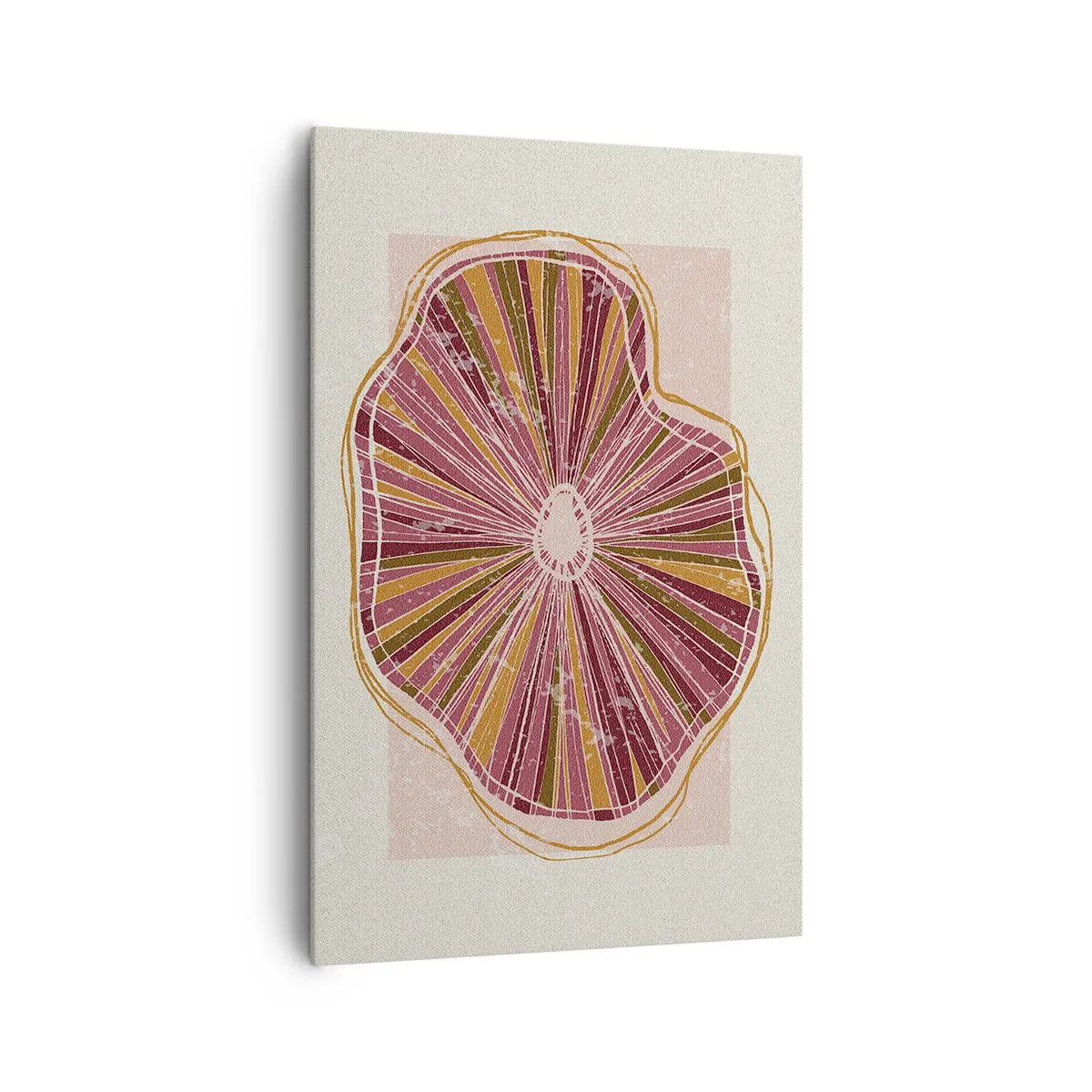 Bild auf Leinwand - Leinwandbild - Abstraktes Baumscheibenmuster in Rosatönen - 80x120cm - Strahlende Abstraktion - Moderne Wanddekoration für Wohnzimmer und Schlafzimmer ARTTOR