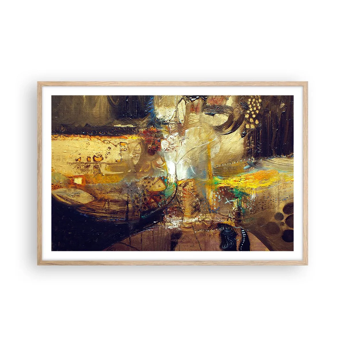 Poster in einem Rahmen aus heller Eiche - Kalt, wärmer, heiß - 91x61 cm