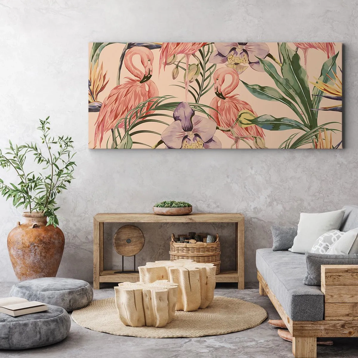 Bild auf Leinwand - Leinwandbild - Rosa Ballett in Blumen - 90x30 cm