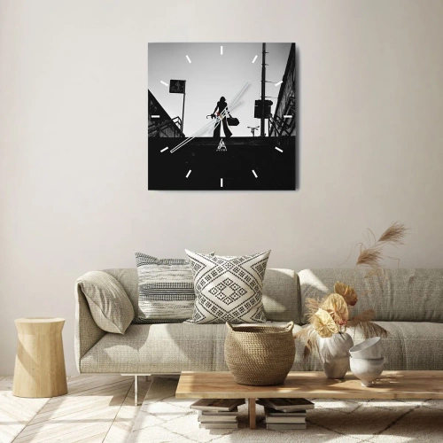 Wanduhr - Glasuhr - Städtisches Wandern - 40x40 cm