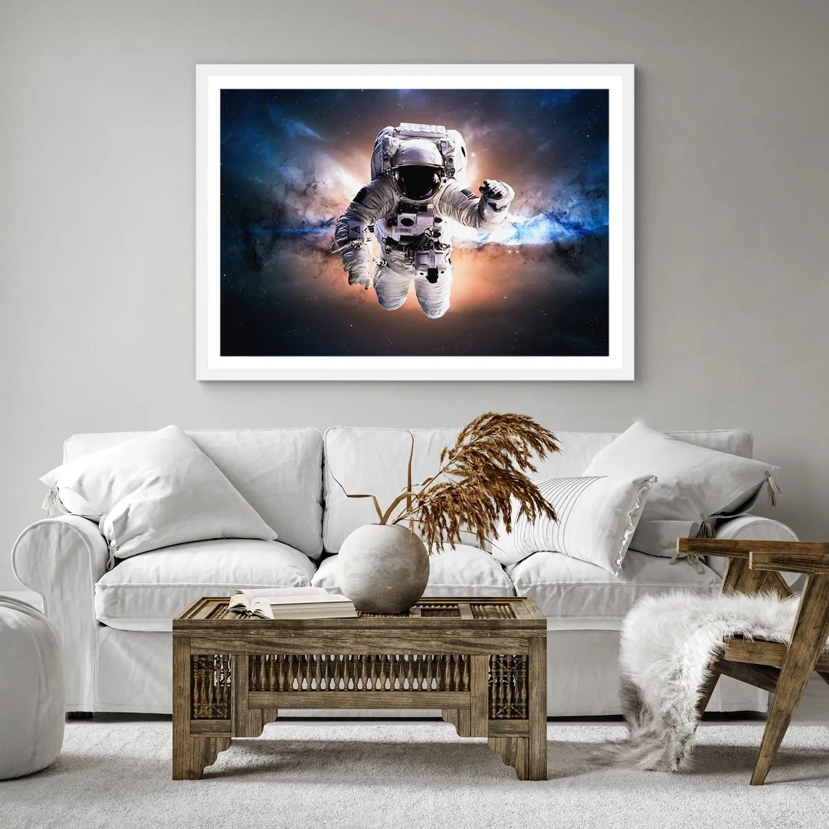 Poster in einem weißen Rahmen - Grüße aus dem Weltall - 40x40 cm