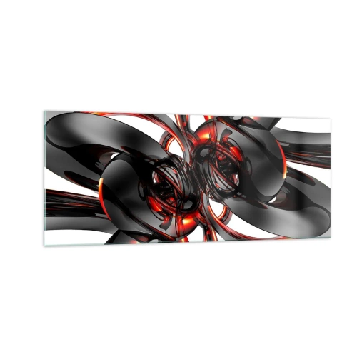 Glasbild - Bild auf glas - Uhrwerk in Graphit und Rot - 100x40 cm