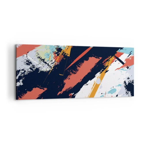 Bild auf Leinwand - Leinwandbild - Abstrakte Pinselstriche in leuchtenden Farben - 120x50cm - Dynamische Komposition - Moderne Wanddekoration für Wohnzimmer und Schlafzimmer ARTTOR