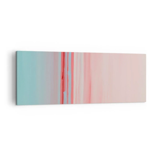 Bild auf Leinwand - Leinwandbild - Pastellfarbene Linien in Rosa- und Blautönen in einer minimalistischen Komposition - 140x50cm - Abstraktion im Morgengrauen - Moderne Wanddekoration für Wohnzimmer und Schlafzimmer ARTTOR