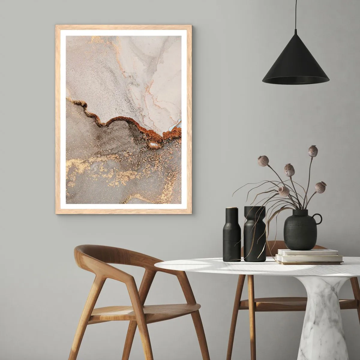Poster in einem Rahmen aus heller Eiche - An der Grenze der Farben - 50x70 cm