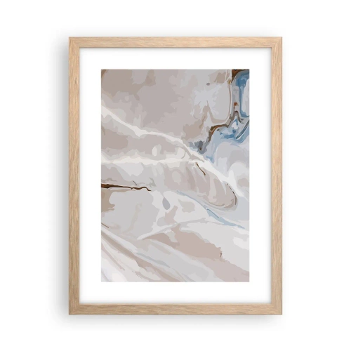 Poster in einem Rahmen aus heller Eiche - Blau schlängelt sich unter dem Weiß - 30x40 cm