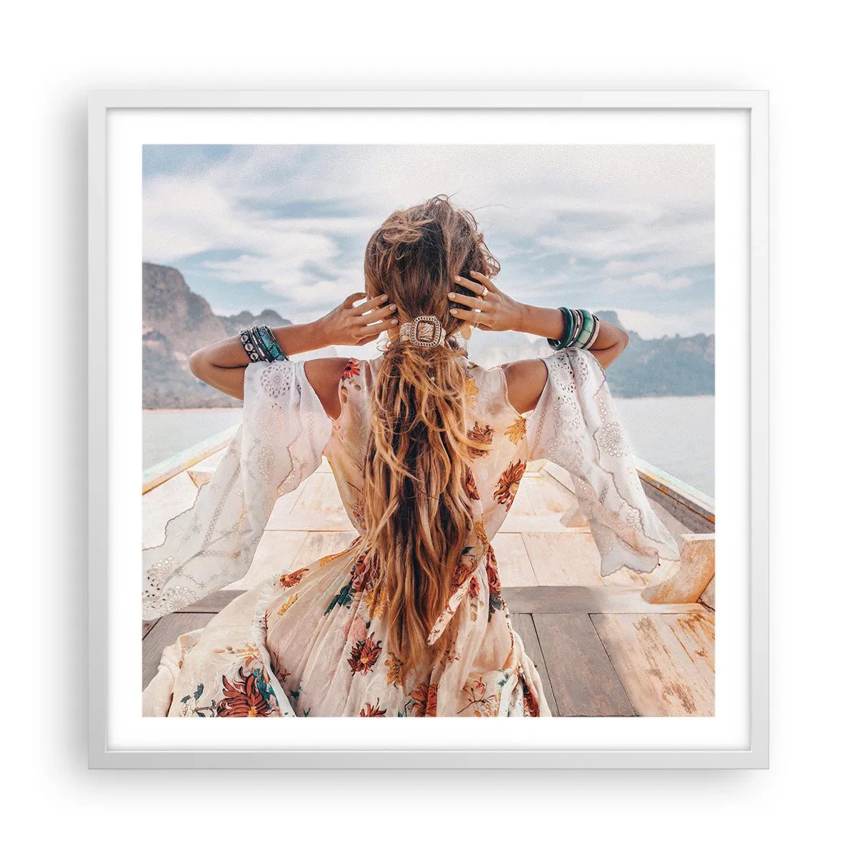 Poster in einem weißen Rahmen - Auf dem Weg zum Glück - 60x60 cm