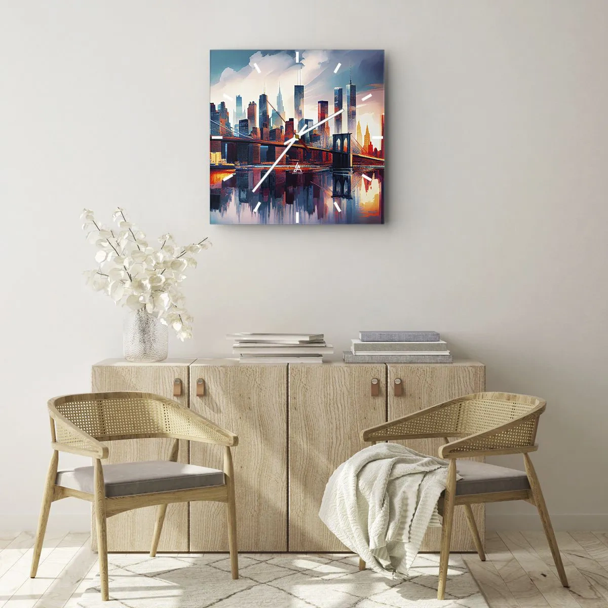 Wanduhr - Glasuhr - Traumhaftes New York - 40x40 cm