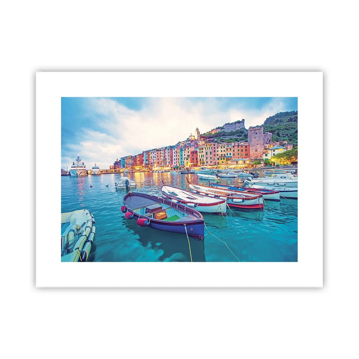Poster - Bunter Abend im Hafen - 40x30 cm
