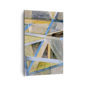 Bild auf Leinwand - Leinwandbild - Geometrische Komposition mit hellen und blauen Linien - 80x120cm - Gerade oder diagonal? - Moderne Wanddekoration für Wohnzimmer und Schlafzimmer ARTTOR