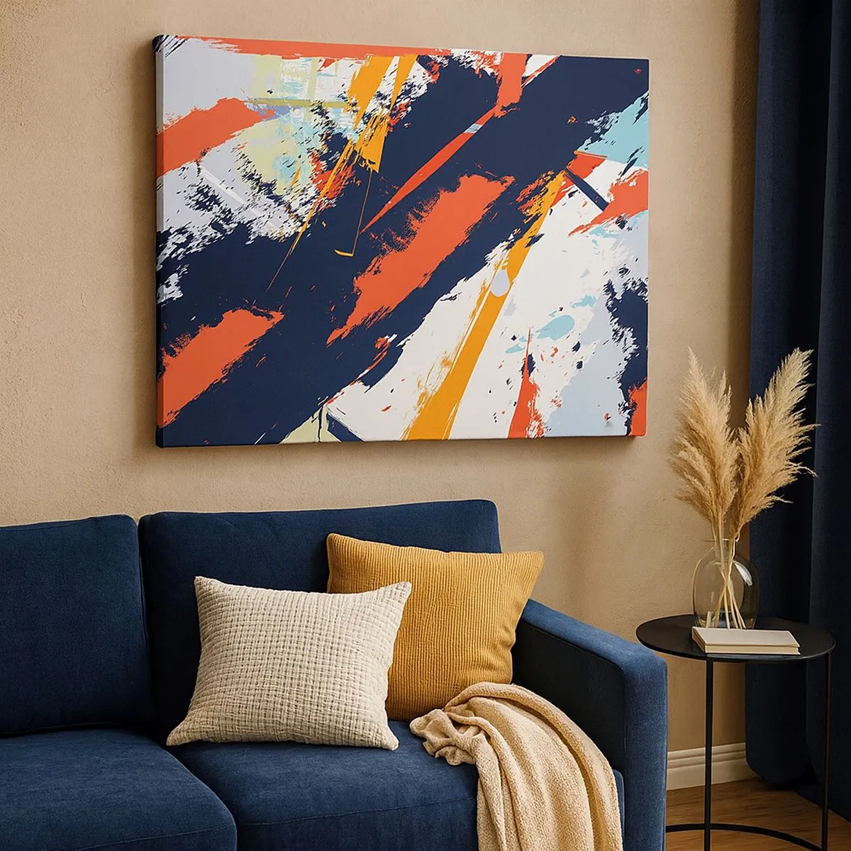 Bild auf Leinwand - Leinwandbild - Abstrakte Pinselstriche in leuchtenden Farben - 70x50cm - Dynamische Komposition - Moderne Wanddekoration für Wohnzimmer und Schlafzimmer ARTTOR