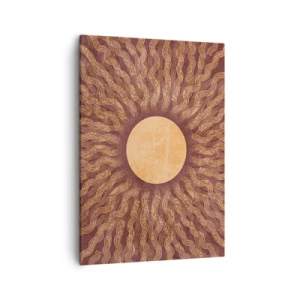 Bild auf Leinwand - Leinwandbild - Sonniges Muster mit Strahlen auf einem Hintergrund in Brauntönen - 50x70cm - Sonnensymbol - Moderne Wanddekoration für Wohnzimmer und Schlafzimmer ARTTOR