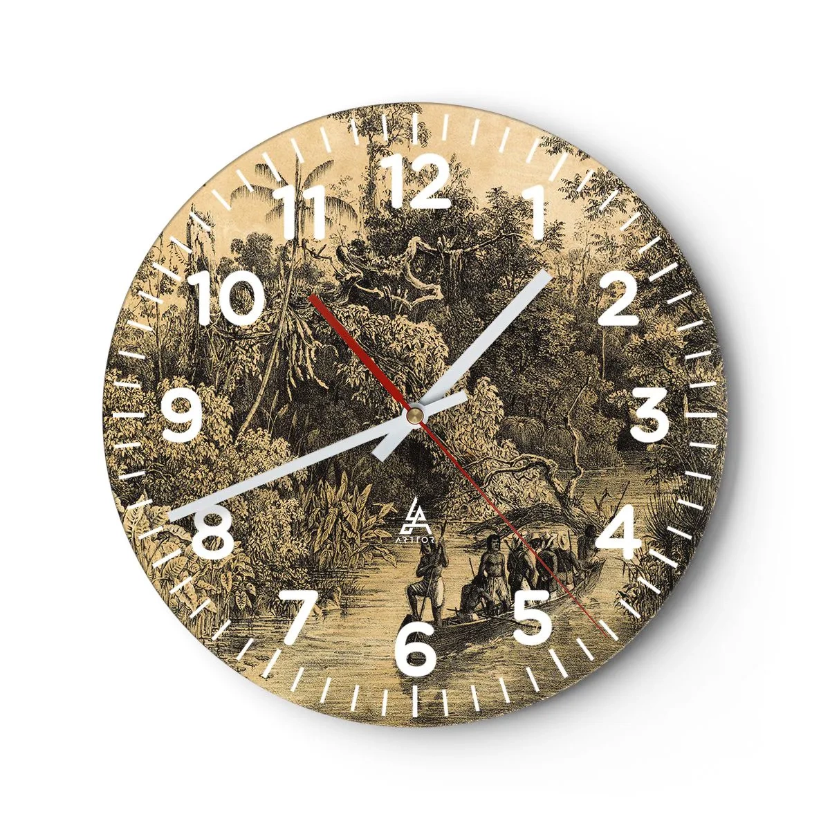 Wanduhr - Glasuhr - Expedition zur Quelle - 40x40 cm
