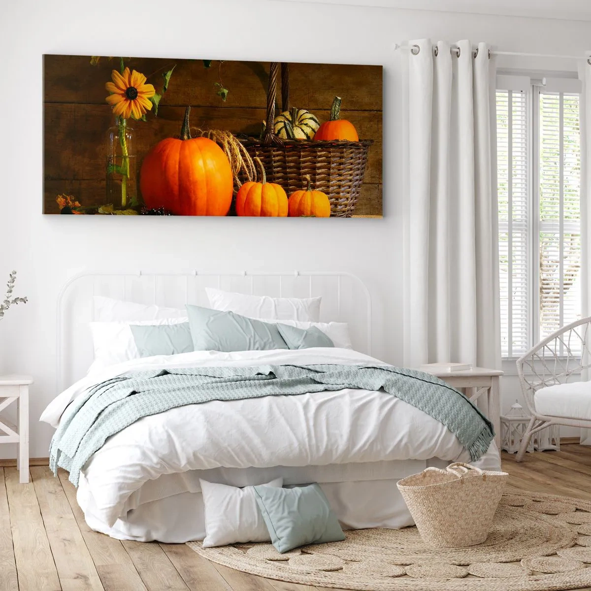 Bild auf Leinwand - Leinwandbild - Eine rustikale Komposition - Geschenke des Herbstes - 100x40 cm