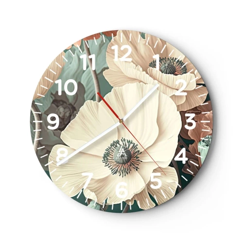 Wanduhr - Glasuhr - Flüstern von Mohnblumen - 40x40 cm