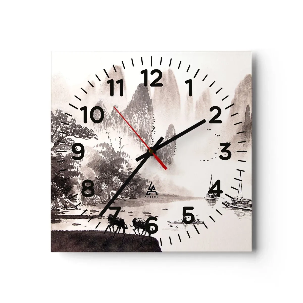 Wanduhr - Glasuhr - Der exotische Alltag des Ostens - 40x40 cm