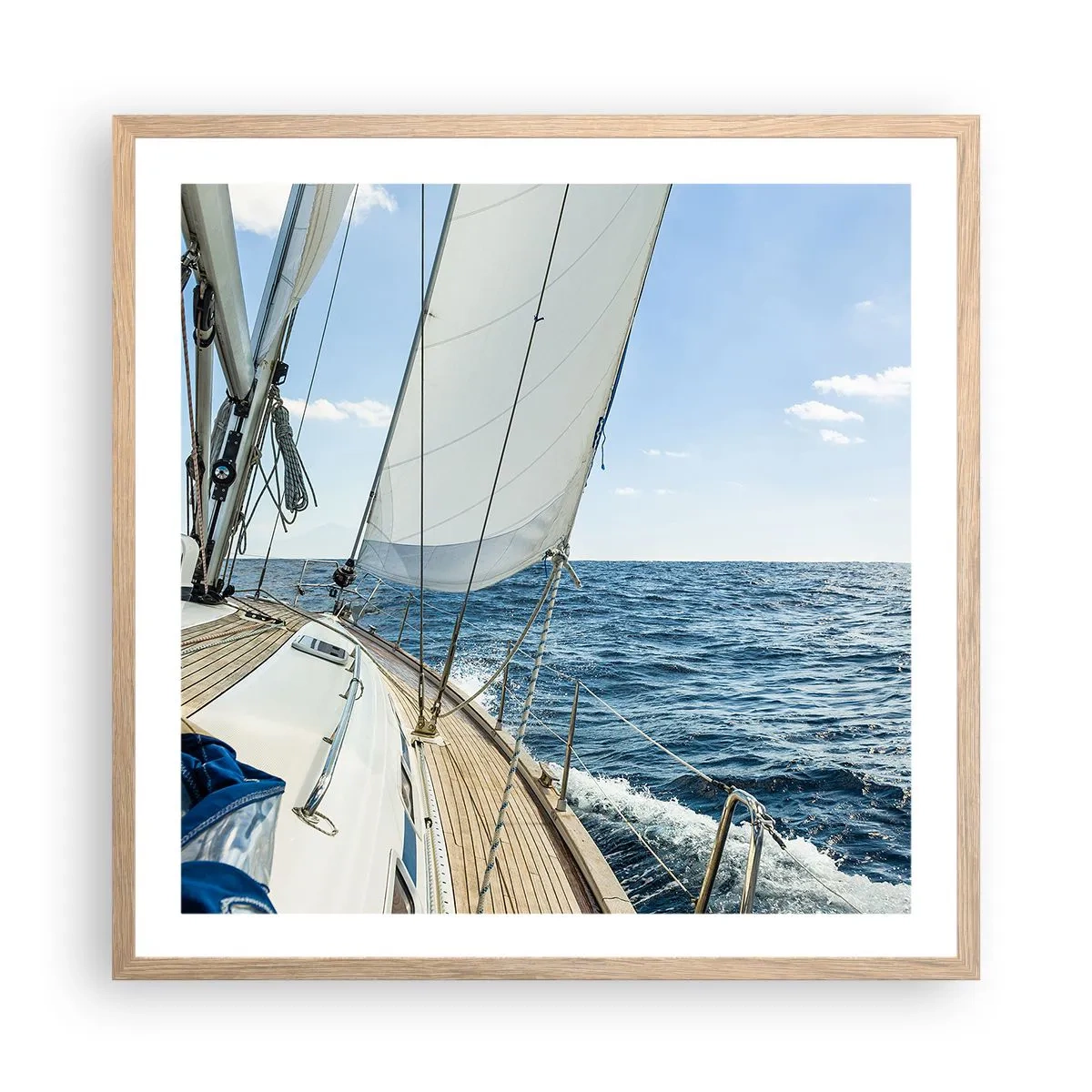 Poster in einem Rahmen aus heller Eiche - Ahoi, Abenteuer - 60x60 cm