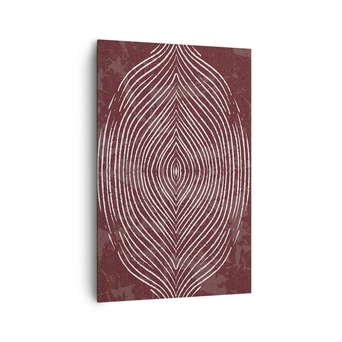 Bild auf Leinwand - Leinwandbild - Symmetrische Wellen in weißen Linien auf braunem Hintergrund - 80x120cm - Der Raum spricht - Moderne Wanddekoration für Wohnzimmer und Schlafzimmer ARTTOR