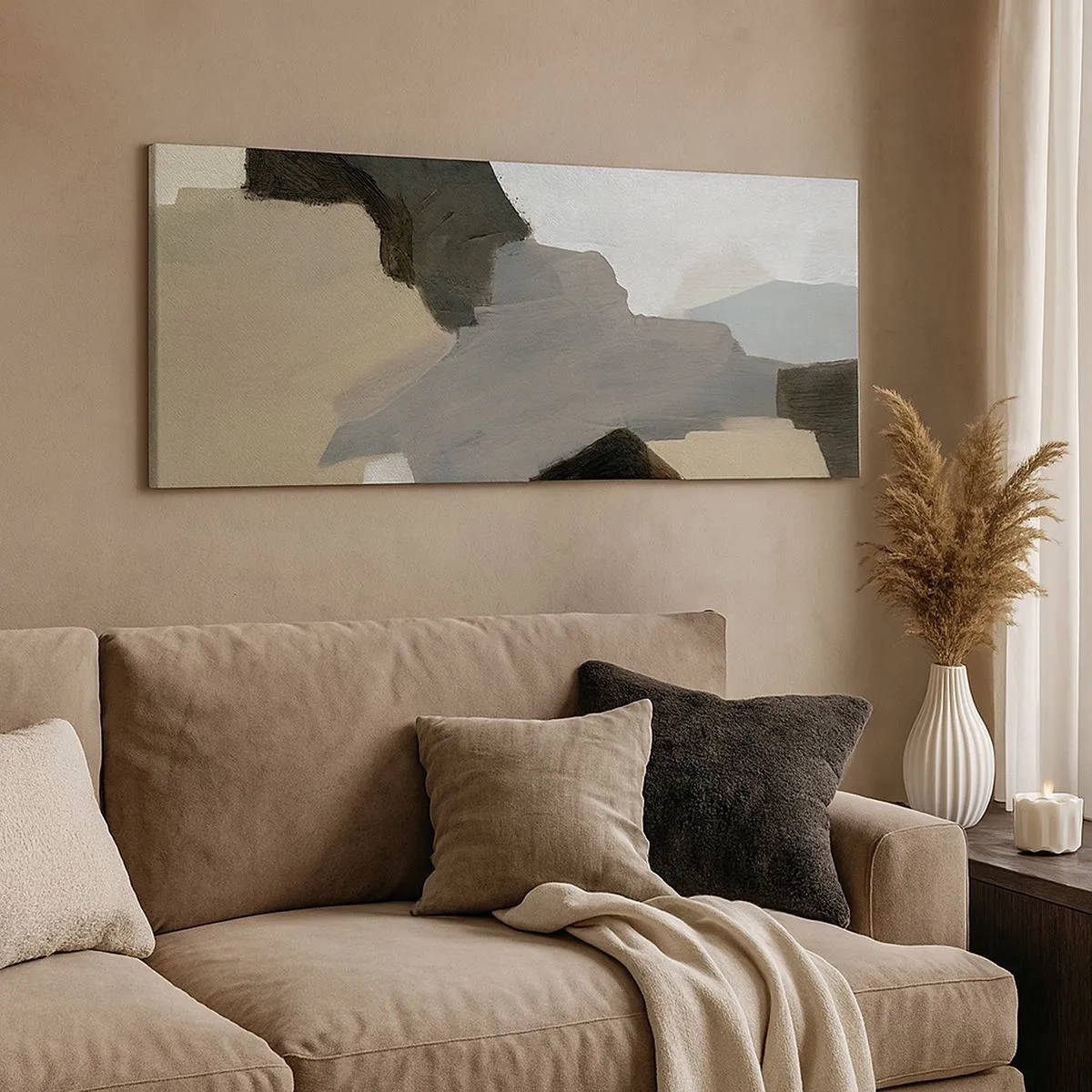 Bild auf Leinwand - Leinwandbild - Abstraktion: Scheideweg des Graus - 100x40 cm