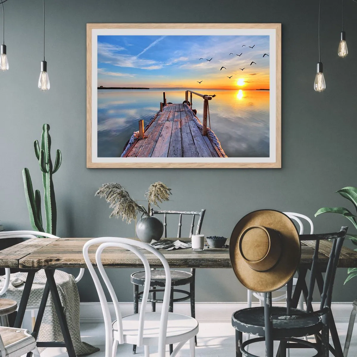 Poster in einem Rahmen aus heller Eiche - Lauf direkt der Sonne entgegen - 40x30 cm