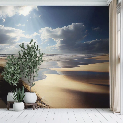 Selbstklebende Fototapete Deluxe Sticker - Strand, wilder Strand - Strand, Meer, Dünen - 500x350 cm