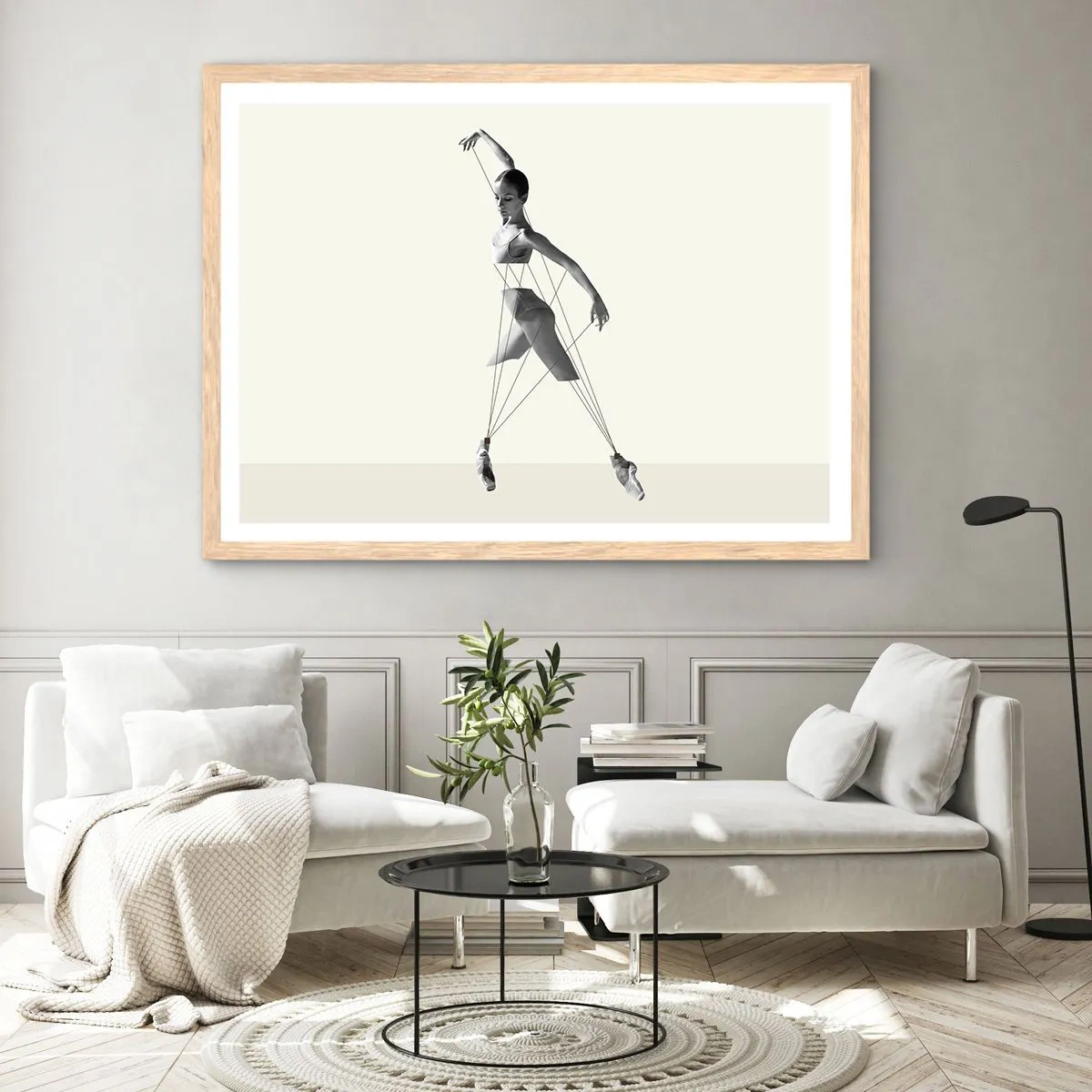 Poster in einem Rahmen aus heller Eiche - Im Theater der Welt - 91x61 cm