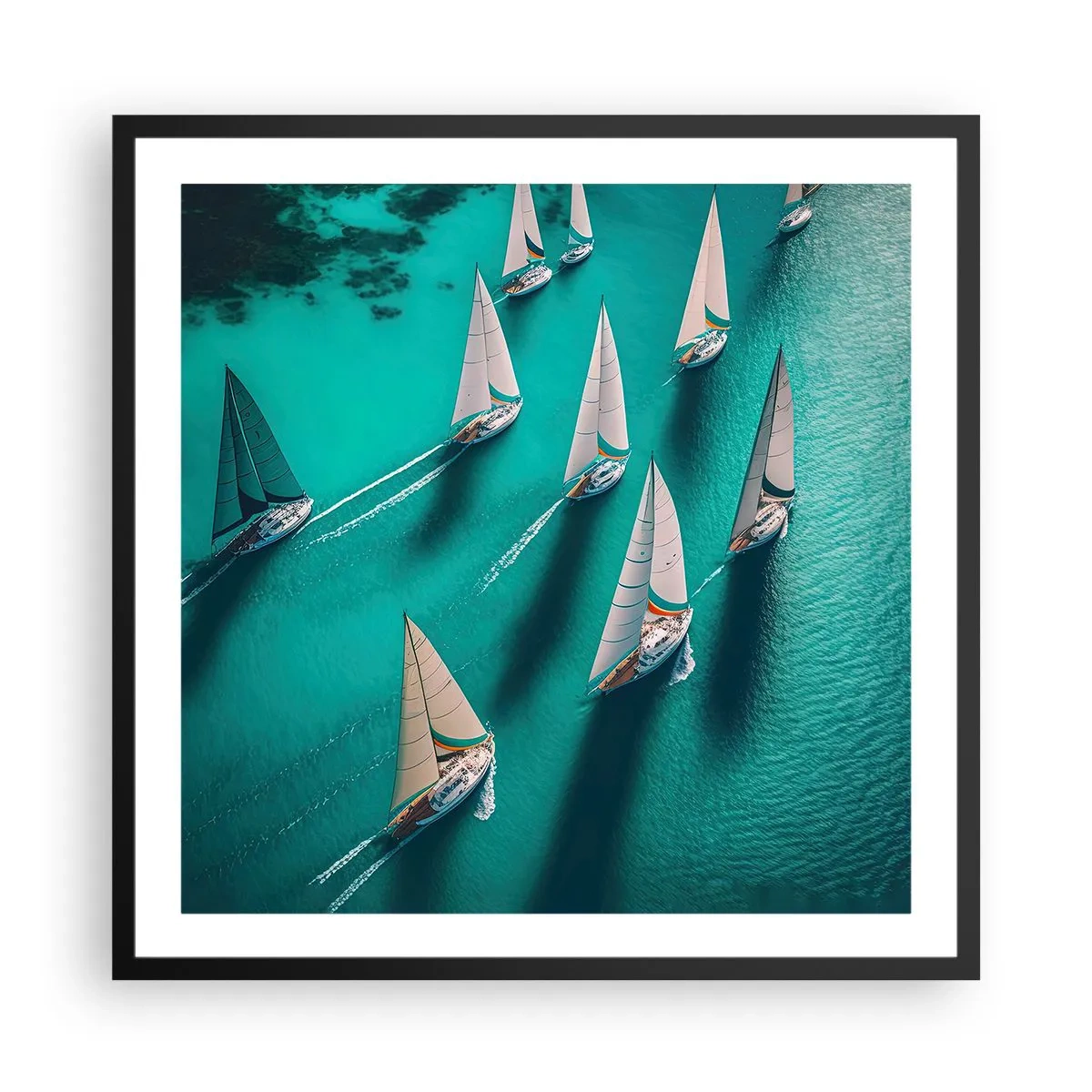 Poster in einem schwarzem Rahmen - Im Wettbewerb mit dem Wind - 60x60 cm