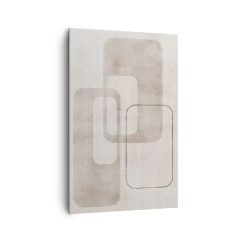 Bild auf Leinwand - Leinwandbild - Eine minimalistische Komposition mit Rechtecken in Beigetönen auf dezentem Hintergrund. - 80x120cm - Geometrische Fuge - Moderne Wanddekoration für Wohnzimmer und Schlafzimmer ARTTOR