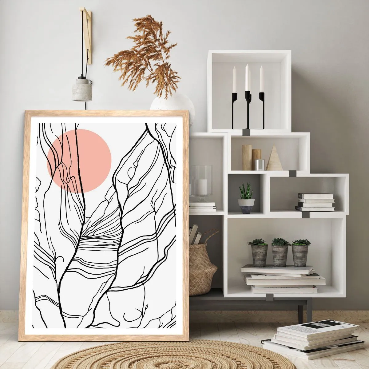 Poster in einem Rahmen aus heller Eiche - In einem Netz aus Zweigen - 50x70 cm