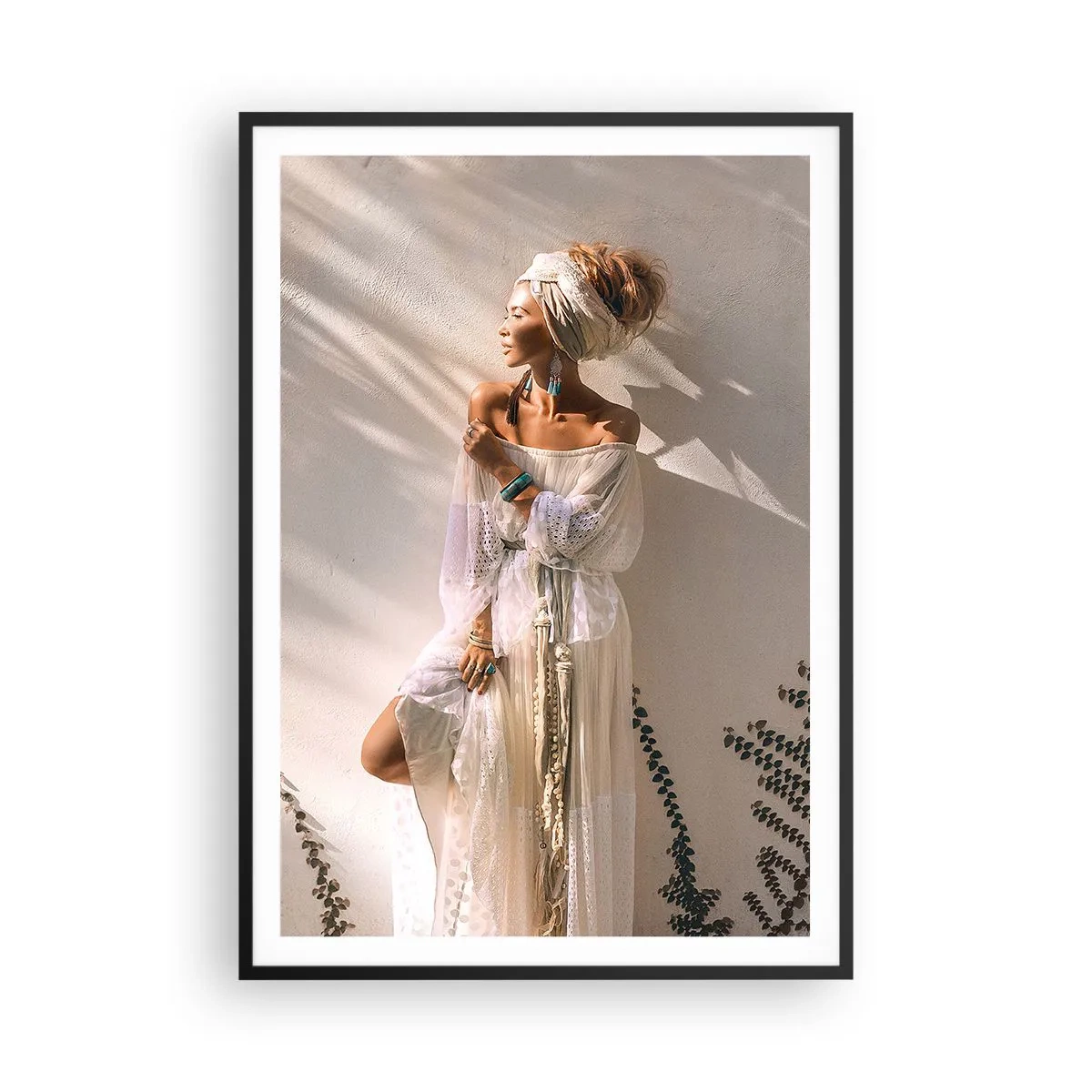 Poster in einem schwarzem Rahmen - Die Sonne und das Mädchen - 70x100 cm