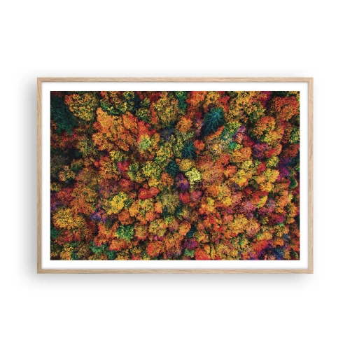 Poster in einem Rahmen aus heller Eiche - Blumenstrauß aus Herbstbäumen - 100x70 cm