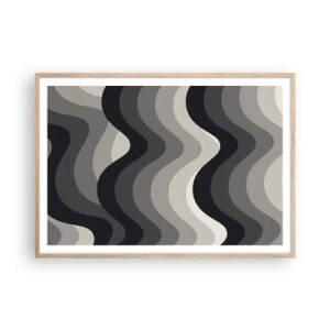Poster in einem Rahmen aus heller Eiche - Eine Welle nach der anderen - 100x70 cm
