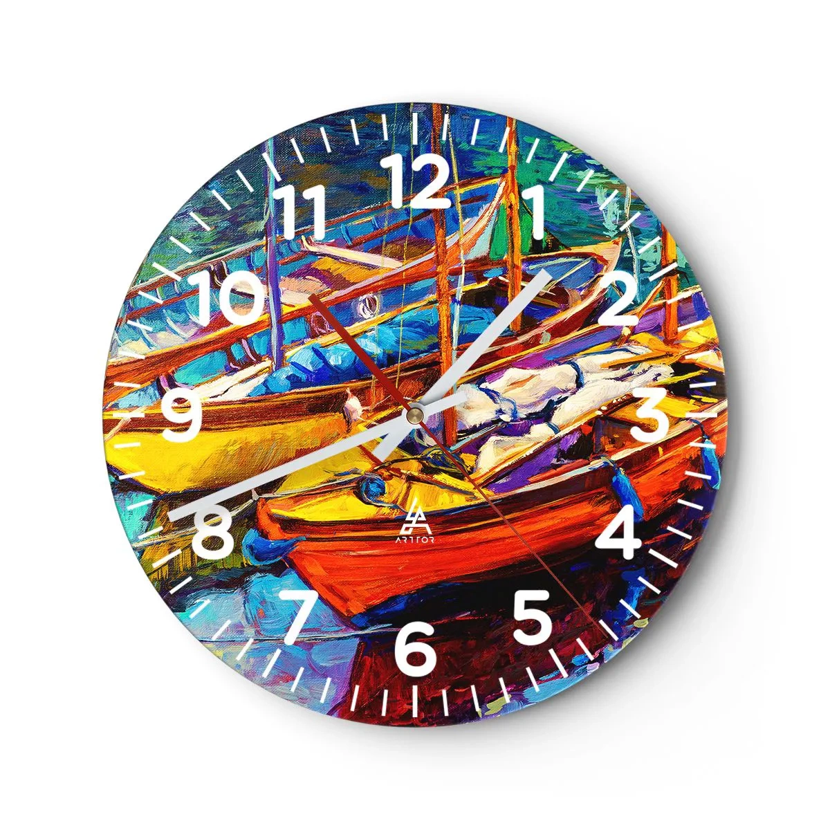 Wanduhr - Glasuhr - Auf Wasser dick mit Farben - 30x30 cm