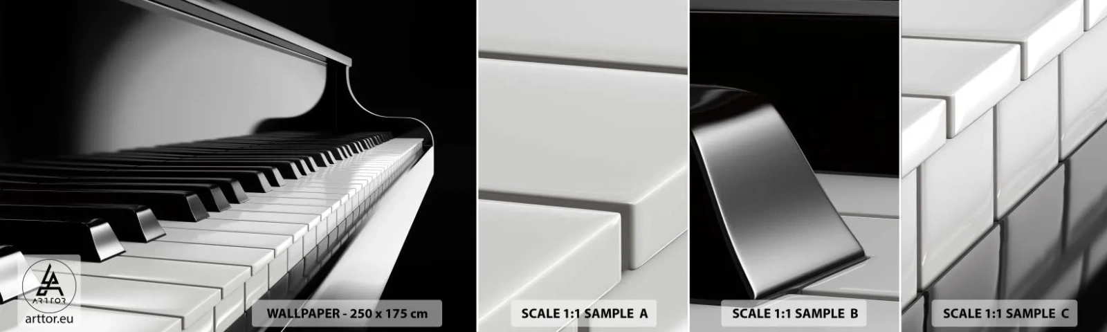 Fototapetenmuster Standard Eco - Harmonie von Formen und Farben - Klavier, Klavier, Musik - 100x30 cm