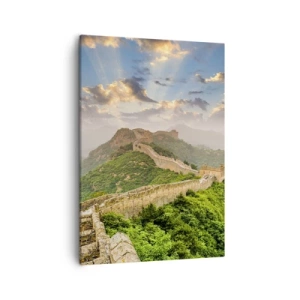 Bild auf Leinwand - Leinwandbild - Die Chinesische Mauer im Sonnenlicht in einer malerischen Landschaft - 50x70cm - Ewige Größe - Moderne Wanddekoration für Wohnzimmer und Schlafzimmer ARTTOR