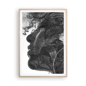 Poster in einem Rahmen aus heller Eiche - Verstrickt in Träume - 70x100 cm