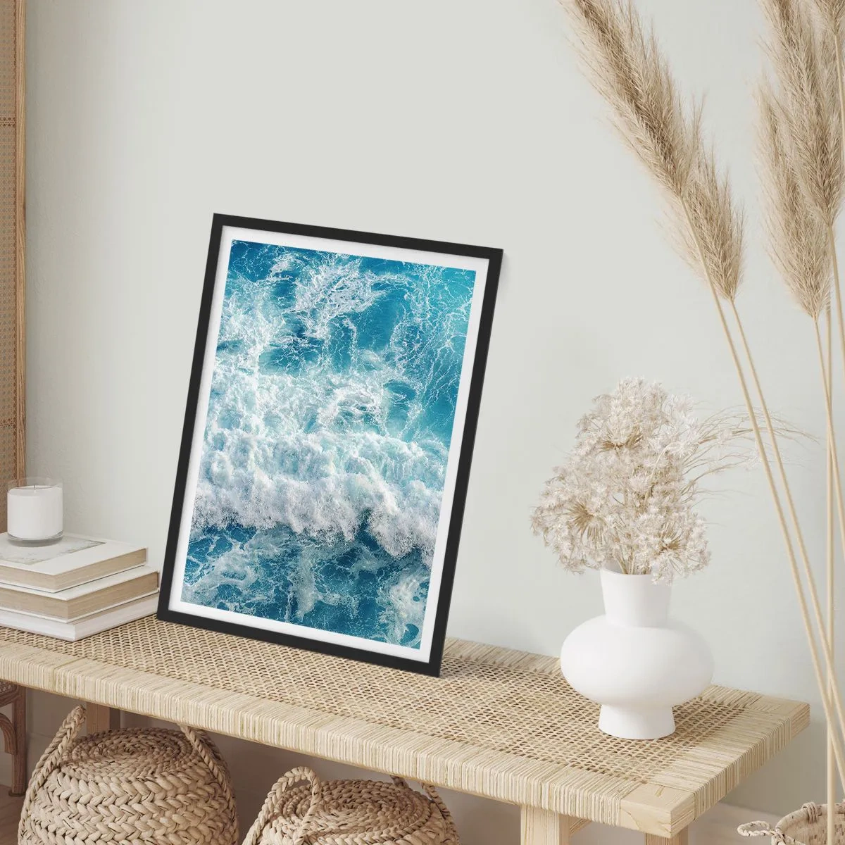 Poster in einem schwarzem Rahmen - Freudig und springend - 40x50 cm