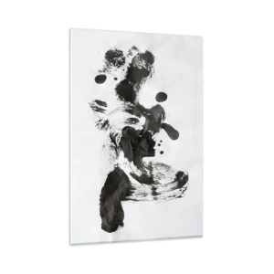 Glasbild - Bild auf glas - Abstrakte Komposition aus schwarzen Flecken auf weißem Hintergrund - 80x120cm - Obwohl das Wahnsinn ist, steckt darin eine Methode? - Moderne Wanddekoration für Wohnzimmer und Schlafzimmer ARTTOR