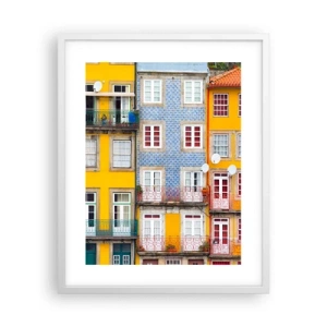 Poster in einem weißen Rahmen - Farben der Altstadt - 40x50 cm