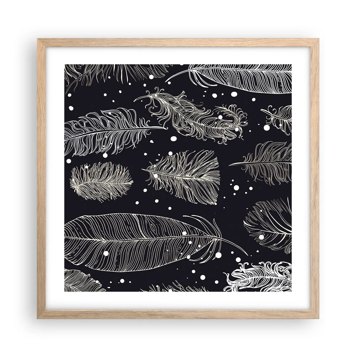 Poster in einem Rahmen aus heller Eiche - Gefiederte Spitze - 50x50 cm