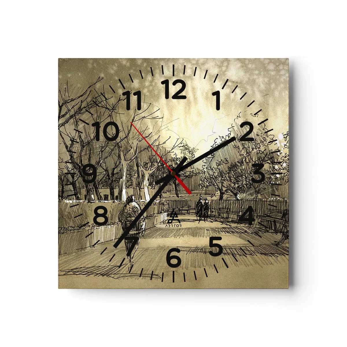 Wanduhr - Glasuhr - Ein Moment mit einer Feder angehalten - 30x30 cm
