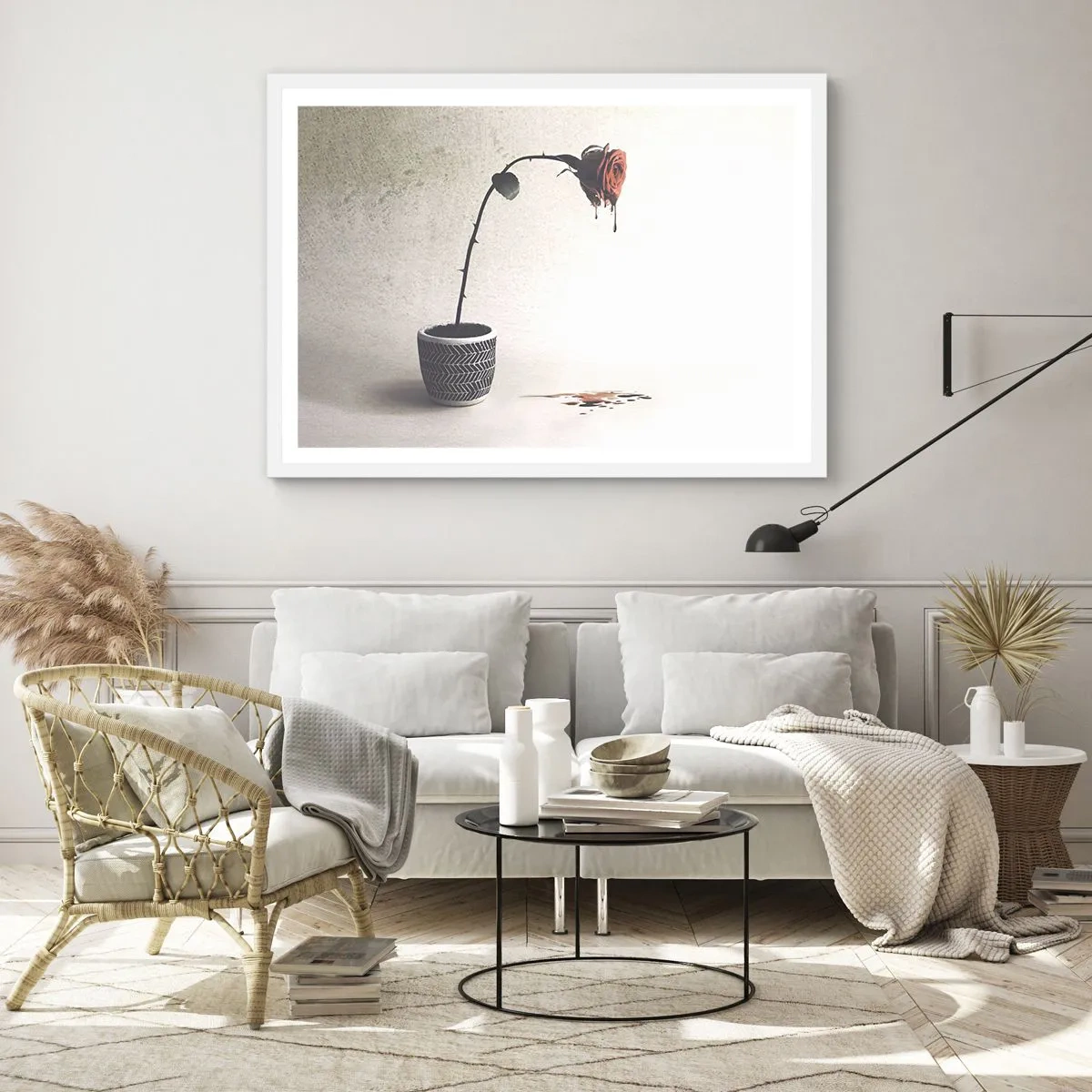 Poster in einem weißen Rahmen - Rosa dolorosa - 91x61 cm