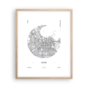 Poster in einem Rahmen aus heller Eiche - Anatomie von Doha - 40x50 cm