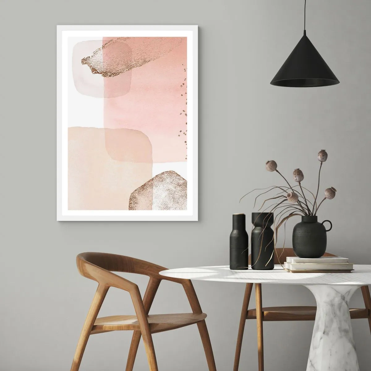 Poster in einem weißen Rahmen - Ein Blick durch die Farbe - 30x40 cm